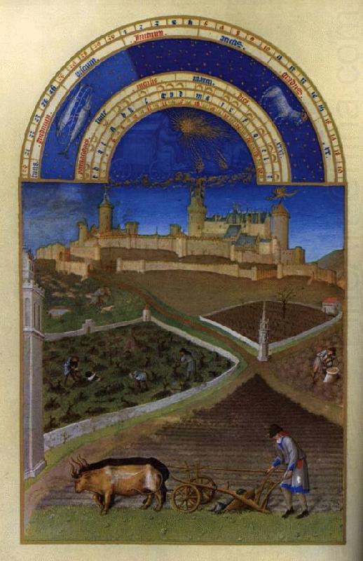 Les trs riches heures du Duc de Berry: Mars (March) wf, LIMBOURG brothers